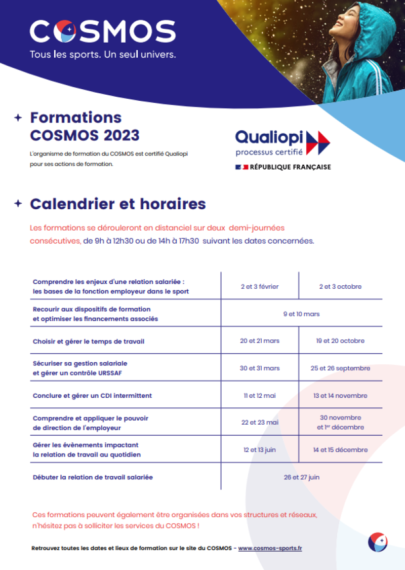 Programme des formations 2023