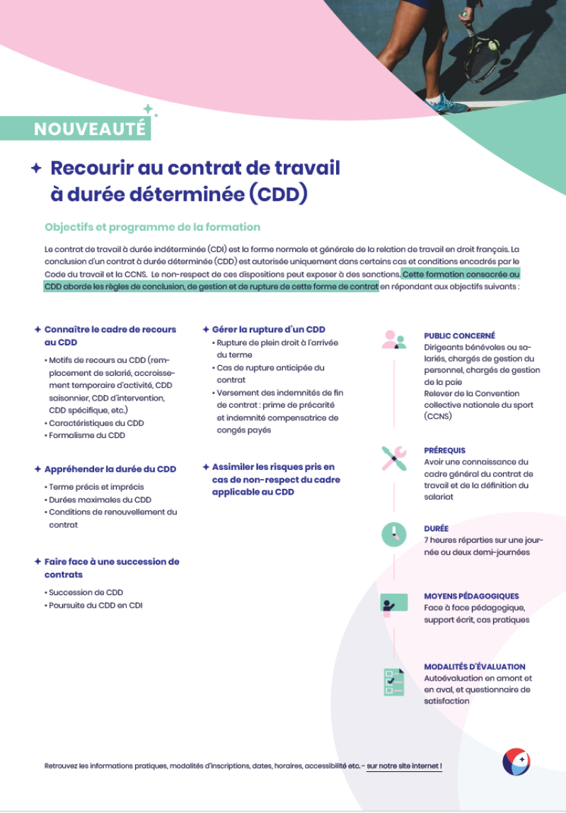 Formation COSMOS « Recourir au contrat de travail à durée déterminée ...