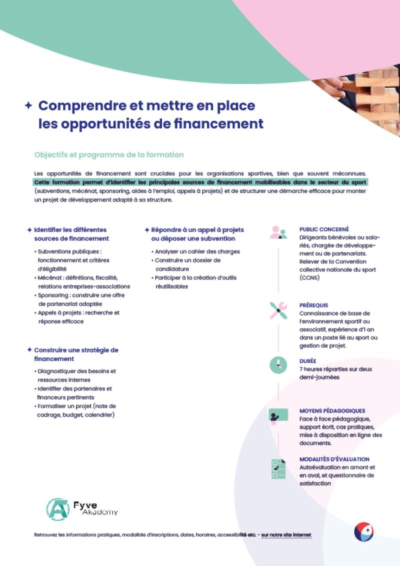Programme financements